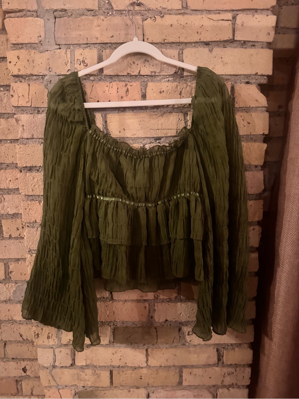 Tularosa Olive Green Tiered Peasant Blouse